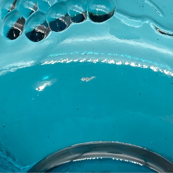 Indiana Glass teal pedestal dish grape pattern - Picture 10 of 12